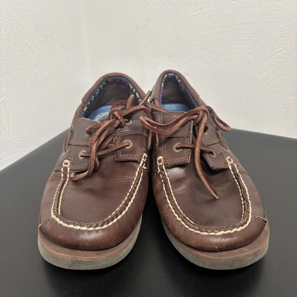 Timberland Mens Size 7.5 M Classic 2-Eye Brown Leather Deck‎ Shoes 42510 Frat